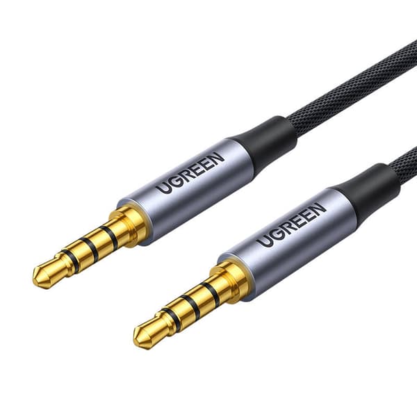 CABLU audio Ugreen, "AV183" stereo 4-pini (3.5 mm jack T/T), conectori auriti, 1.5m, braided, negru "20497" (timbru verde 0.18 lei) - 6957303824977