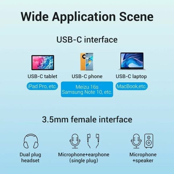 USB-C - Jack 3.5 mm-adapteri Vention BGPHY