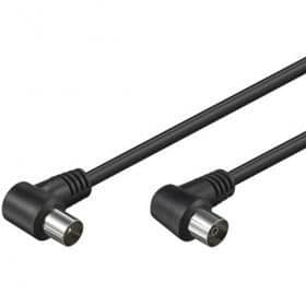 Vinklad antennkabel hane-hona 75 ohm svart