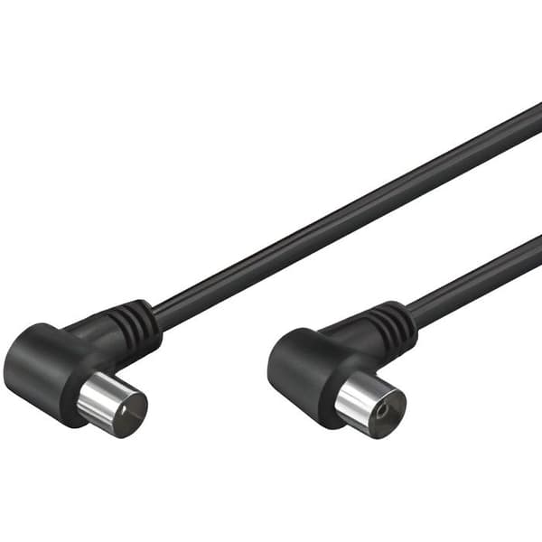 Vinklad antennkabel hane-hona 75 ohm svart