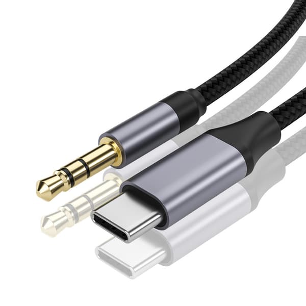INF Lydkabel: Type-C til 3,5 mm Aux-ledning for bil og hodetelefoner  1.5 M
