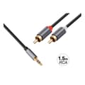 Miniatyrbild 2 av 3: Ljudkabel 3,5 mm till 2 RCA Dubbel Skärmning 1,5m Svart