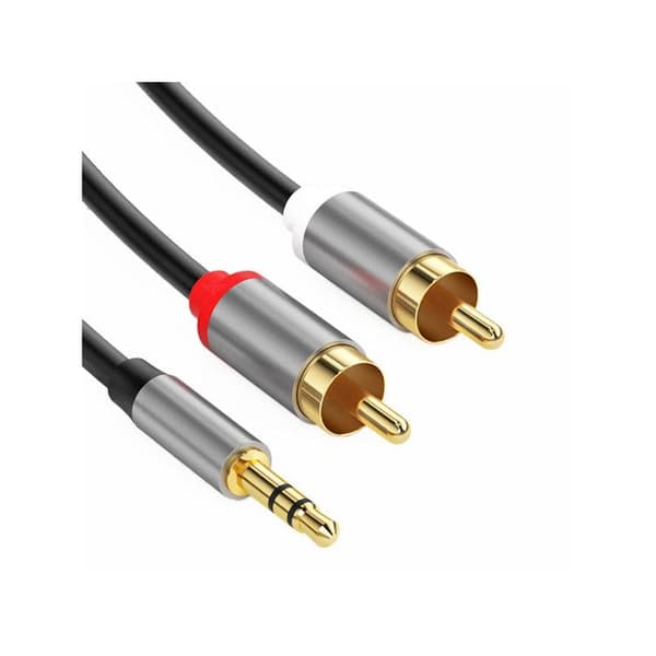 Ljudkabel 3,5 mm till 2 RCA Dubbel Skärmning 1,5m Svart