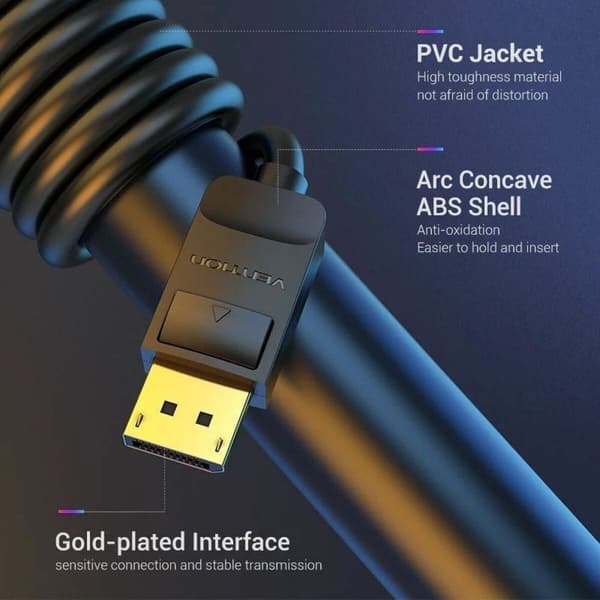 DisplayPort Kabel Vention HACBI Svart 3 m