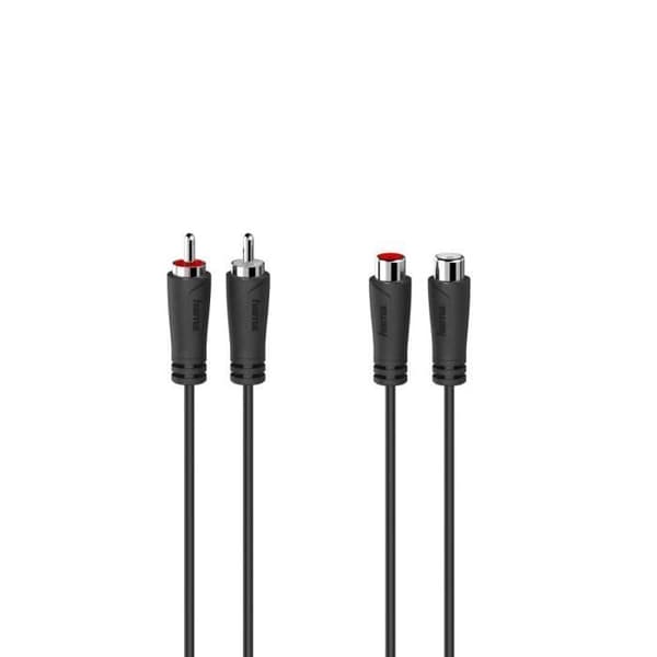 Ljudförlängningskabel - HAMA - 2 RCA-hankontakter - 2 RCA-honkontakter - Svart - 3,0 m
