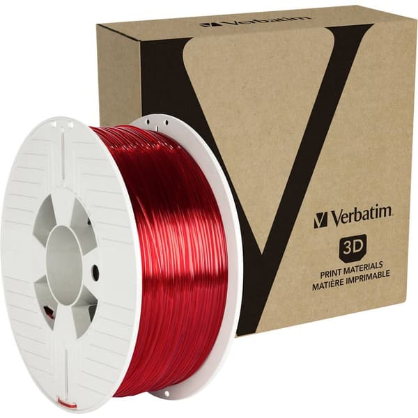 Verbatim 55054 3D-skrivare Filament PETG 1.75 mm 1 kg Röd (transparent) 1 st