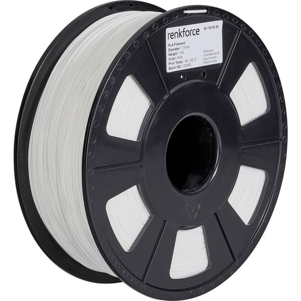Renkforce RF-4511190 3D-skrivare Filament PLA-plast 1.75 mm 1000 g Vit 1 st