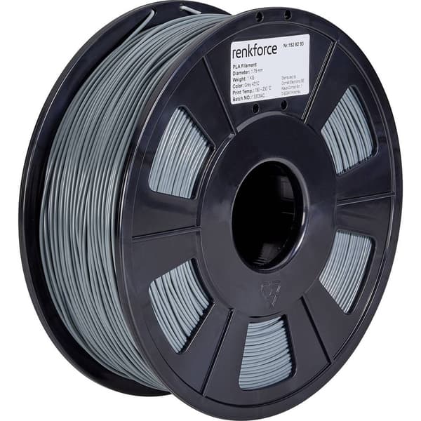 Renkforce RF-4511192 3D-skrivare Filament PLA-plast 1.75 mm 1000 g Grå 1 st