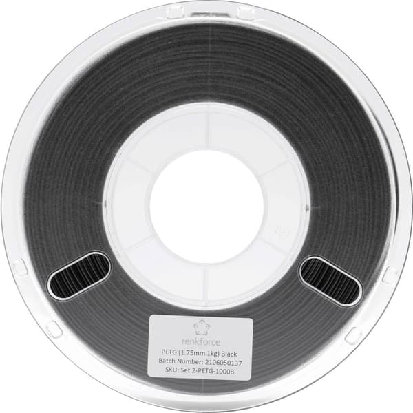 Renkforce RF-4738592 3D-skrivare Filament PETG 1.75 mm 1000 g Svart 1 st