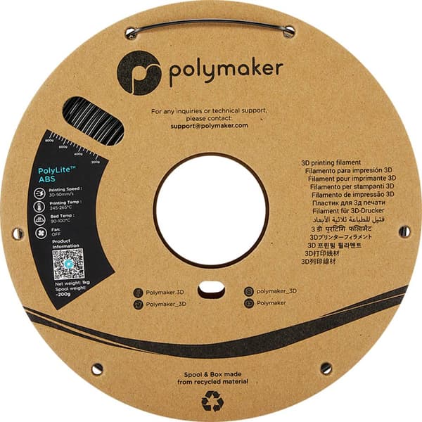 Polymaker PE01011 PolyLite 3D-skrivare Filament ABS-plast Luktfri 2.85 mm 1000 g Svart 1 st