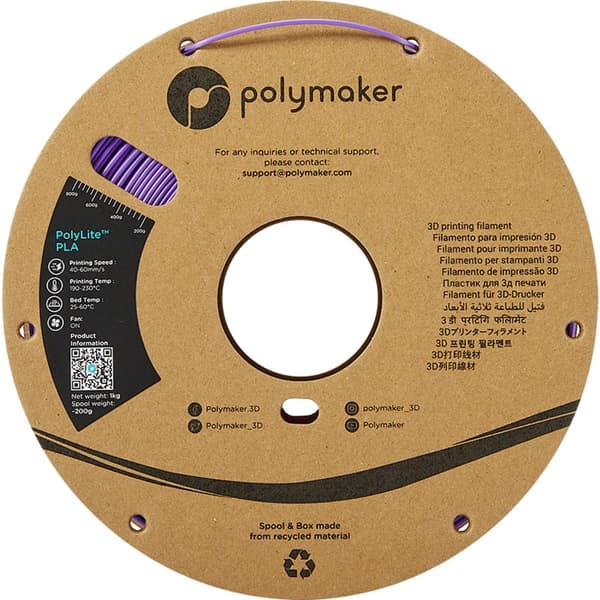 Polymaker PA02009 PolyLite 3D-skrivare Filament PLA-plast 1.75 mm 1000 g Lila 1 st