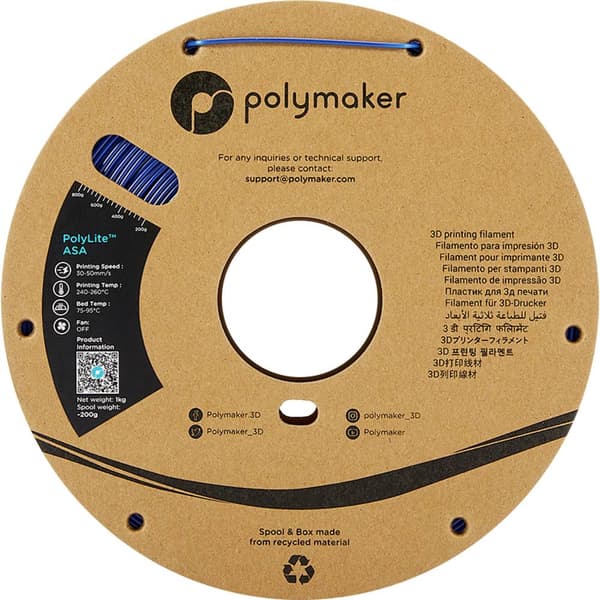 Polymaker PF01005 PolyLite 3D-skrivare Filament ASA UV-beständig, korrosionsbeständig, Värmebeständig 1.75 mm 1000 g Bl