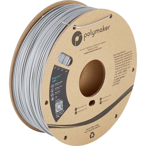 Polymaker PE01003 PolyLite 3D-skrivare Filament ABS-plast Luktfri 1.75 mm 1000 g Grå 1 st