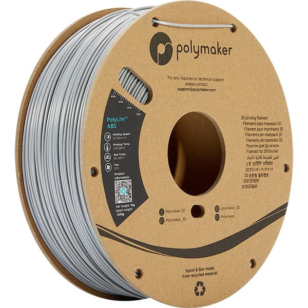 Polymaker PE01003 PolyLite 3D-skrivare Filament ABS-plast Luktfri 1.75 mm 1000 g Grå 1 st