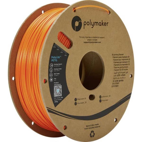 Polymaker PB01009 PolyLite 3D-skrivare Filament PETG Värmebeständig, Hög draghållfasthet 1.75 mm 1000 g Orange 1 st