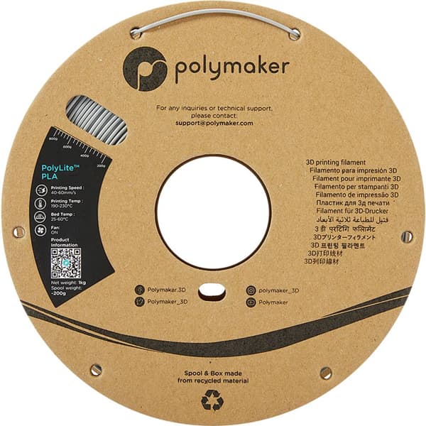 Polymaker PA02003 PolyLite 3D-skrivare Filament PLA-plast 1.75 mm 1000 g Grå 1 st