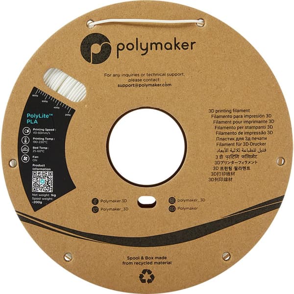 Polymaker PA02002 PolyLite 3D-skrivare Filament PLA-plast 1.75 mm 1000 g Vit 1 st