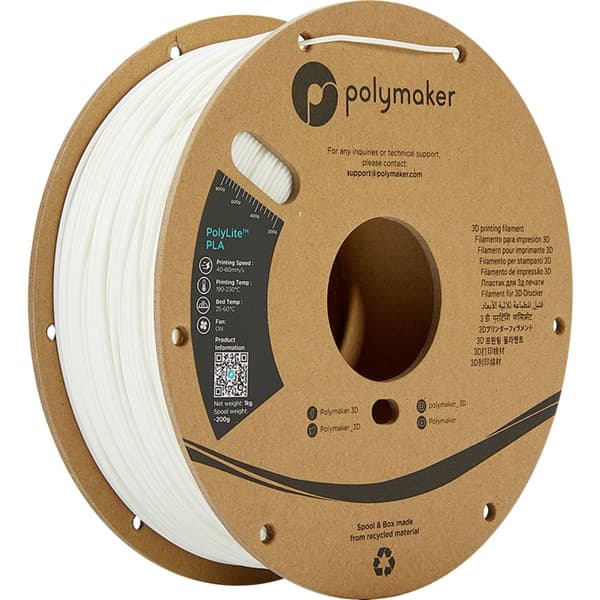 Polymaker PA02002 PolyLite 3D-skrivare Filament PLA-plast 1.75 mm 1000 g Vit 1 st