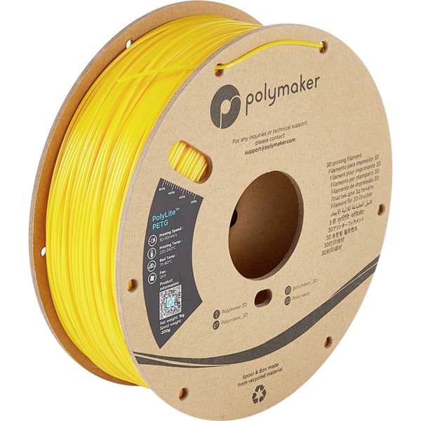 Polymaker PB01006 PolyLite 3D-skrivare Filament PETG Värmebeständig, Hög draghållfasthet 1.75 mm 1000 g Gul 1 st