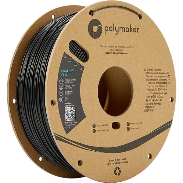 Polymaker PA02001 PolyLite 3D-skrivare Filament PLA-plast 1.75 mm 1000 g Svart 1 st