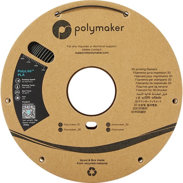 Polymaker PA02001 PolyLite 3D-skrivare Filament PLA-plast 1.75 mm 1000 g Svart 1 st