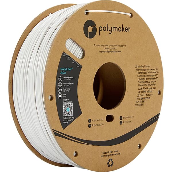 Polymaker PF01002 PolyLite 3D-skrivare Filament ASA UV-beständig, korrosionsbeständig, Värmebeständig 1.75 mm 1000 g Vi