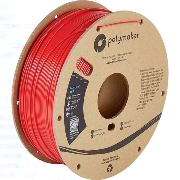 Polymaker PF01004 PolyLite 3D-skrivare Filament ASA UV-beständig, korrosionsbeständig, Värmebeständig 1.75 mm 1000 g Rö