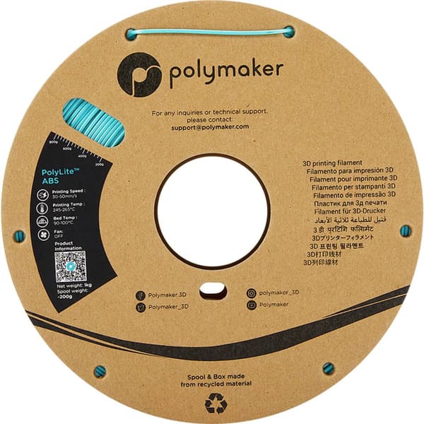 Polymaker PE01010 PolyLite 3D-skrivare Filament ABS-plast Luktfri 1.75 mm 1000 g Turkos 1 st