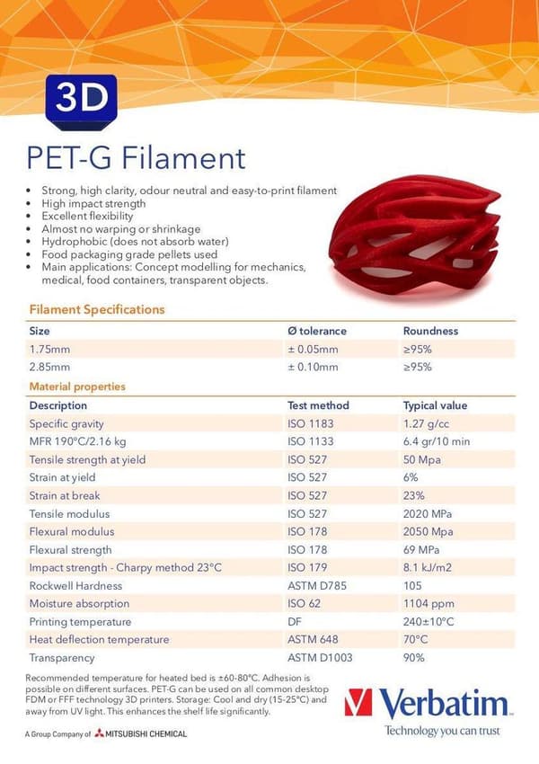 Verbatim 55055 3D-utskriftsmaterial Polyetentereftalatglykol (PETG) Blå 1 kg