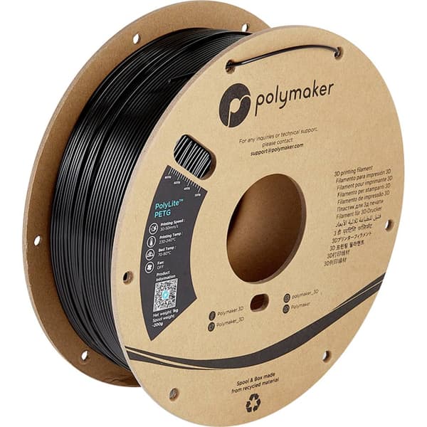 Polymaker PB01014 PolyLite 3D-skrivare Filament PETG Värmebeständig, Hög draghållfasthet 2.85 mm 1000 g Svart 1 st
