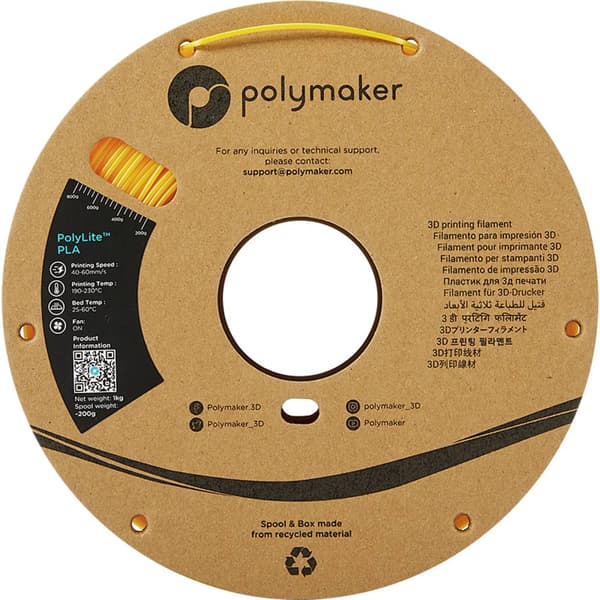 Polymaker PA02007 PolyLite 3D-skrivare Filament PLA-plast 1.75 mm 1000 g Gul 1 st