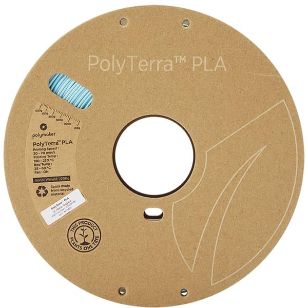 Polymaker 70910 PolyTerra 3D-skrivare Filament PLA-plast Mindre plasthalt 1.75 mm 1000 g Isblå 1 st