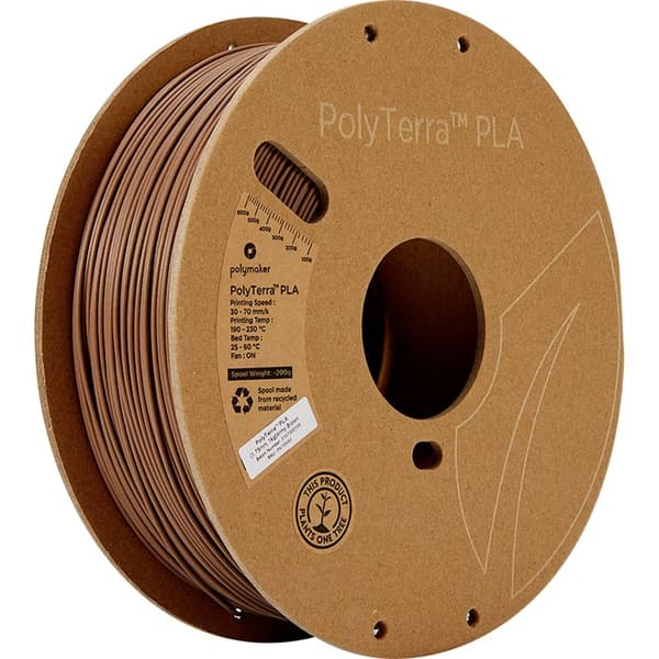 Polymaker 70959 PolyTerra 3D-skrivare Filament PLA-plast Mindre plasthalt 1.75 mm 1000 g Militärbrun 1 st