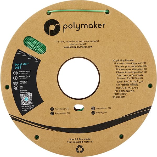 Polymaker PE01005 PolyLite 3D-skrivare Filament ABS-plast Luktfri 1.75 mm 1000 g Grön 1 st