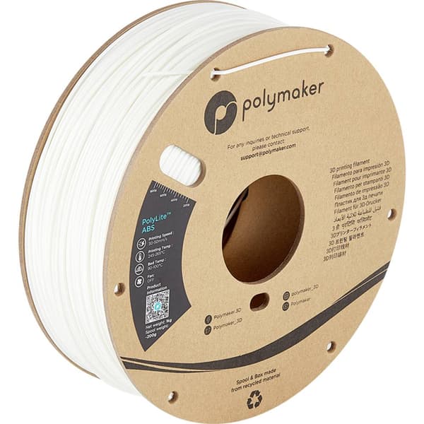 Polymaker PE01002 PolyLite 3D-skrivare Filament ABS-plast Luktfri 1.75 mm 1000 g Vit 1 st