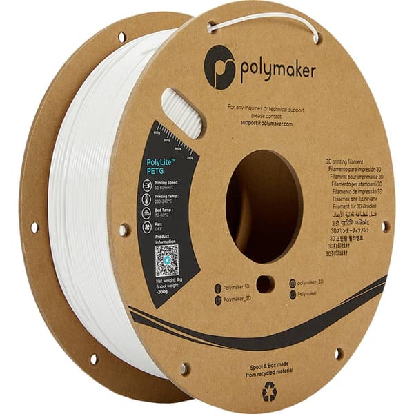 Polymaker PB01015 PolyLite 3D-skrivare Filament PETG Värmebeständig, Hög draghållfasthet 2.85 mm 1000 g Vit 1 st