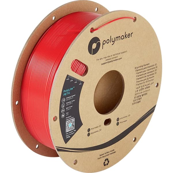 Polymaker PB01017 PolyLite 3D-skrivare Filament PETG Värmebeständig, Hög draghållfasthet 2.85 mm 1000 g Röd 1 st