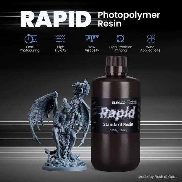 Elegoo Standard Rapid Resin 1000g - Grå