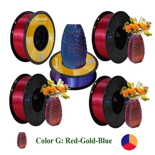 3D Printer Filament, Tricolor Silk Materiale, Ingen Boble Spole, 5KG Farve C