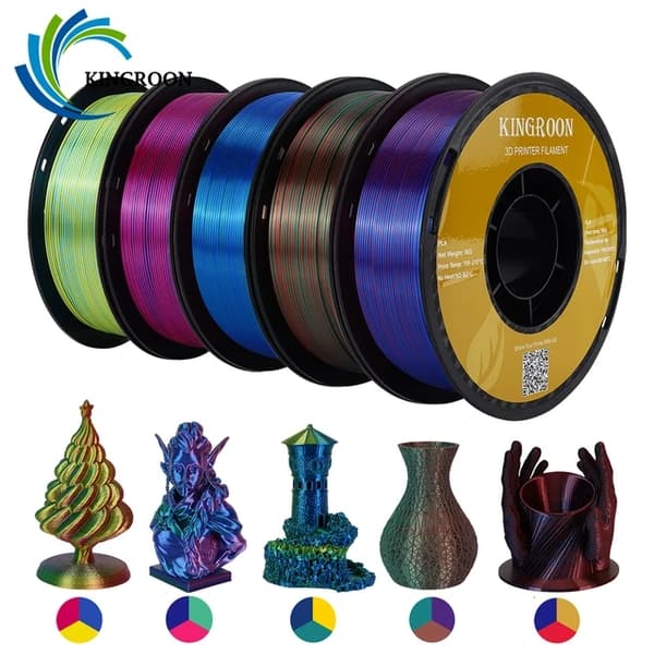 3D Printer Filament, Silkefinish, Trefarve Mulighed, Grøn Lilla Kobber
