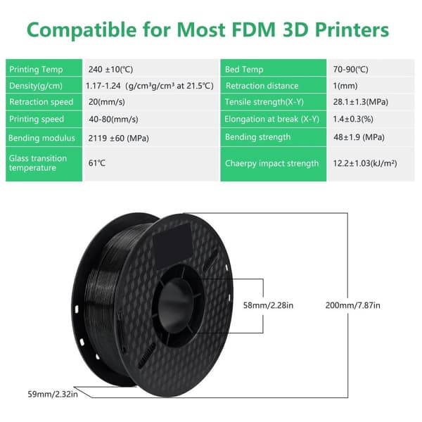 3D-tulostimen filamentti, 5KG PETG-muovia, musta valkoinen väri, Sininen