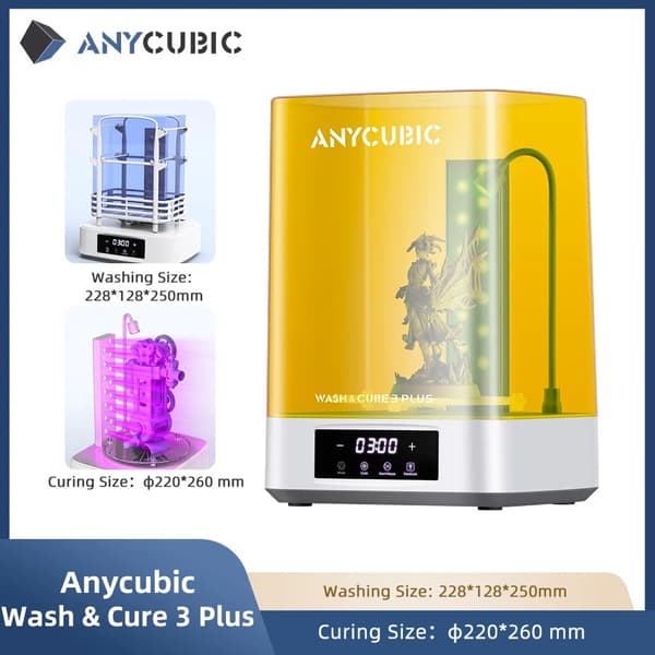 Anycubic Wash & Cure 3 Plus, kovettumistoiminto, pesukone, hartsipohjainen 3D-tulostin, VALKOINEN