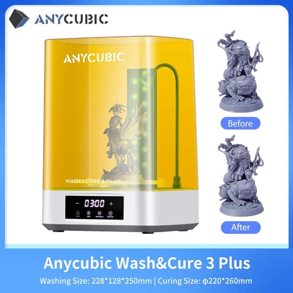 Anycubic Wash & Cure 3 Plus, Stor Volumen Hærdning, SLA LCD Harpiks Rengøring, Vask og Hærd 3 Plus