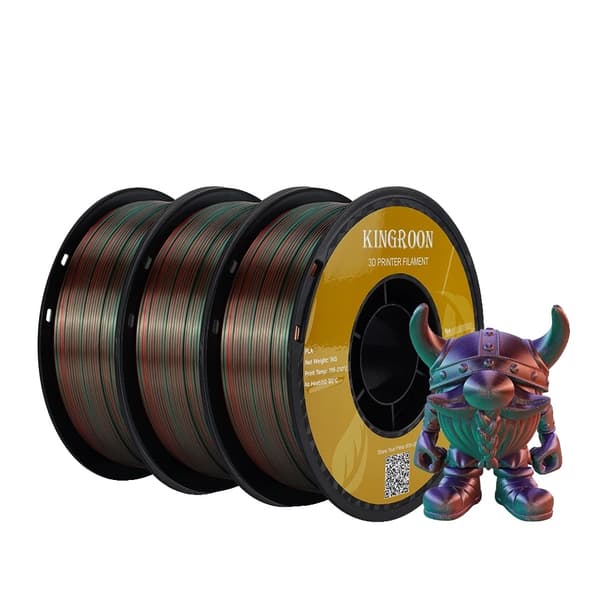 3D Printer Filament, Tricolor Silk Materiale, Ingen Boble Spole, Blå-Grøn-Orange Green-Purple-Copper