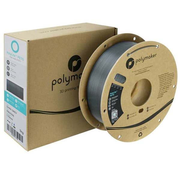 Polymaker PB01056 PETG filament värmebeständig, hög draghållfasthet 1,75 mm 1000 g mörkgrå PolyLit