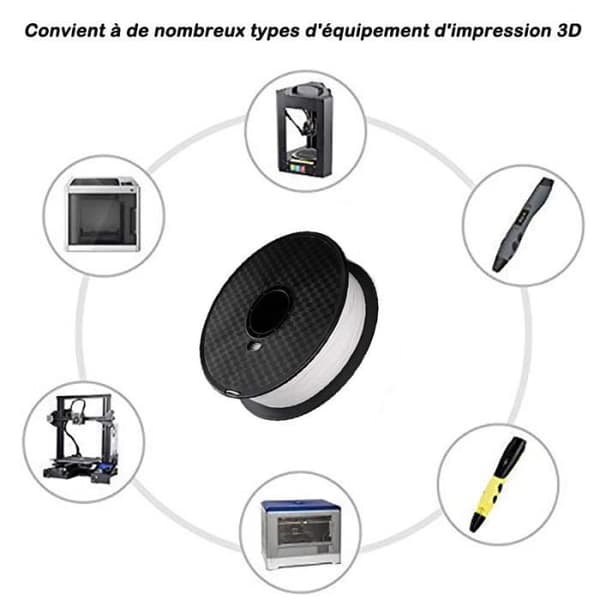 3D-skrivare Filament PLA 1,75 mm för 3D-skrivare 1KG (Vit)