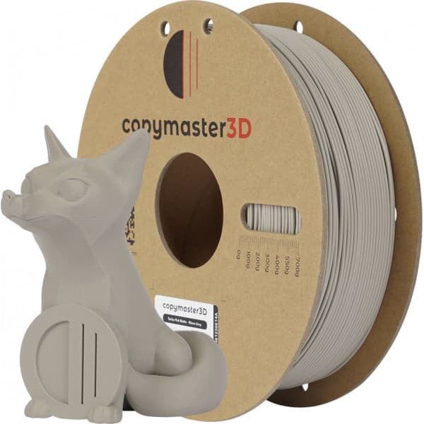 Copymaster3D Turbo PLA Mat -filament til 3D-printere, 1,75 mm, mat varmgrå