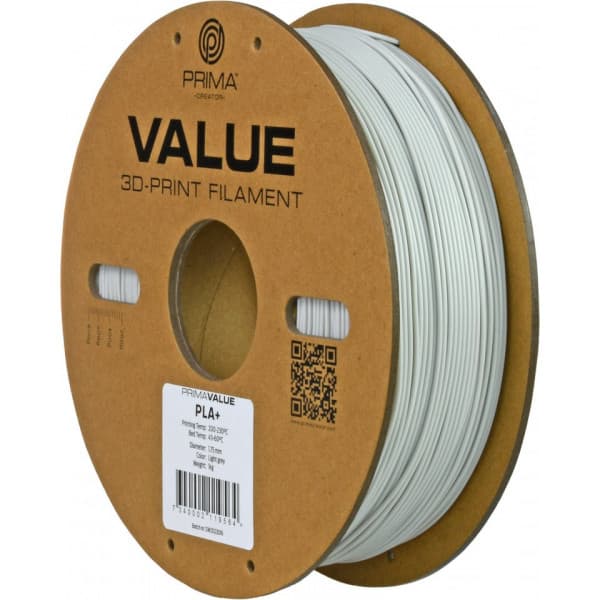 PrimaValue PLA+ filament til 3D-printere, 1,75 mm, lys grå