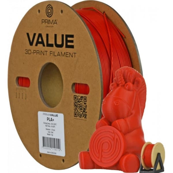 PrimaValue PLA+ filament til 3D-printere, 1,75 mm, rød