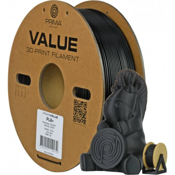PrimaValue PLA+ -filamentti 3D -tulostimeen, 1.75 mm, mattamusta